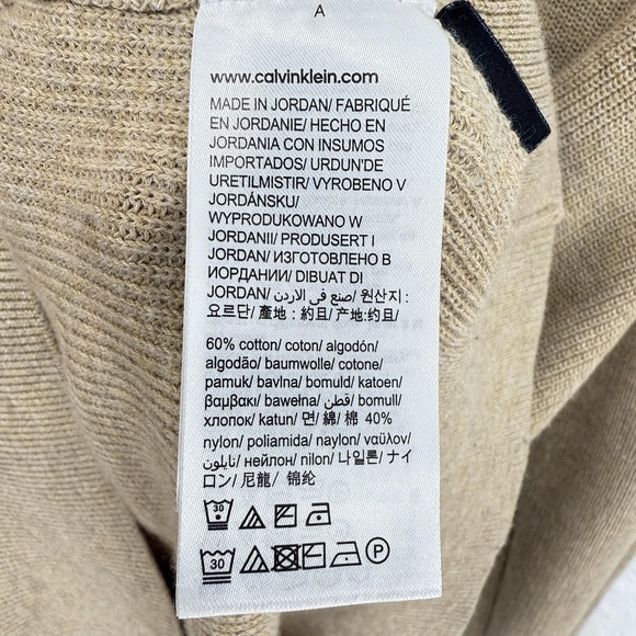 Calvin Klein Mens V-Neck Tan Sweater Size 2XL‎ Classic Pullover Neutral Preppy - Picture 7 of 8